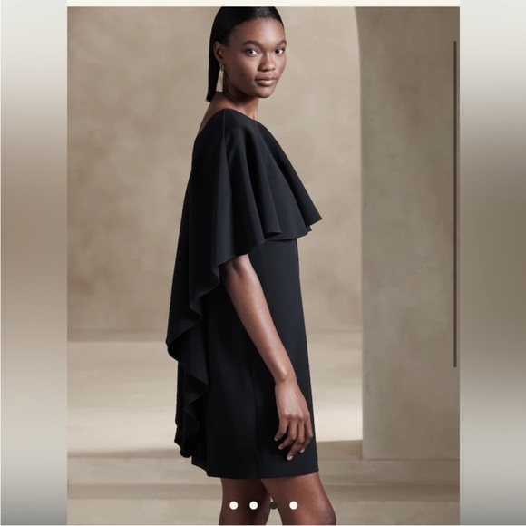 Banana Republic Forte Mini Ruffle Dress Black medium backless NEW - Picture 3 of 8